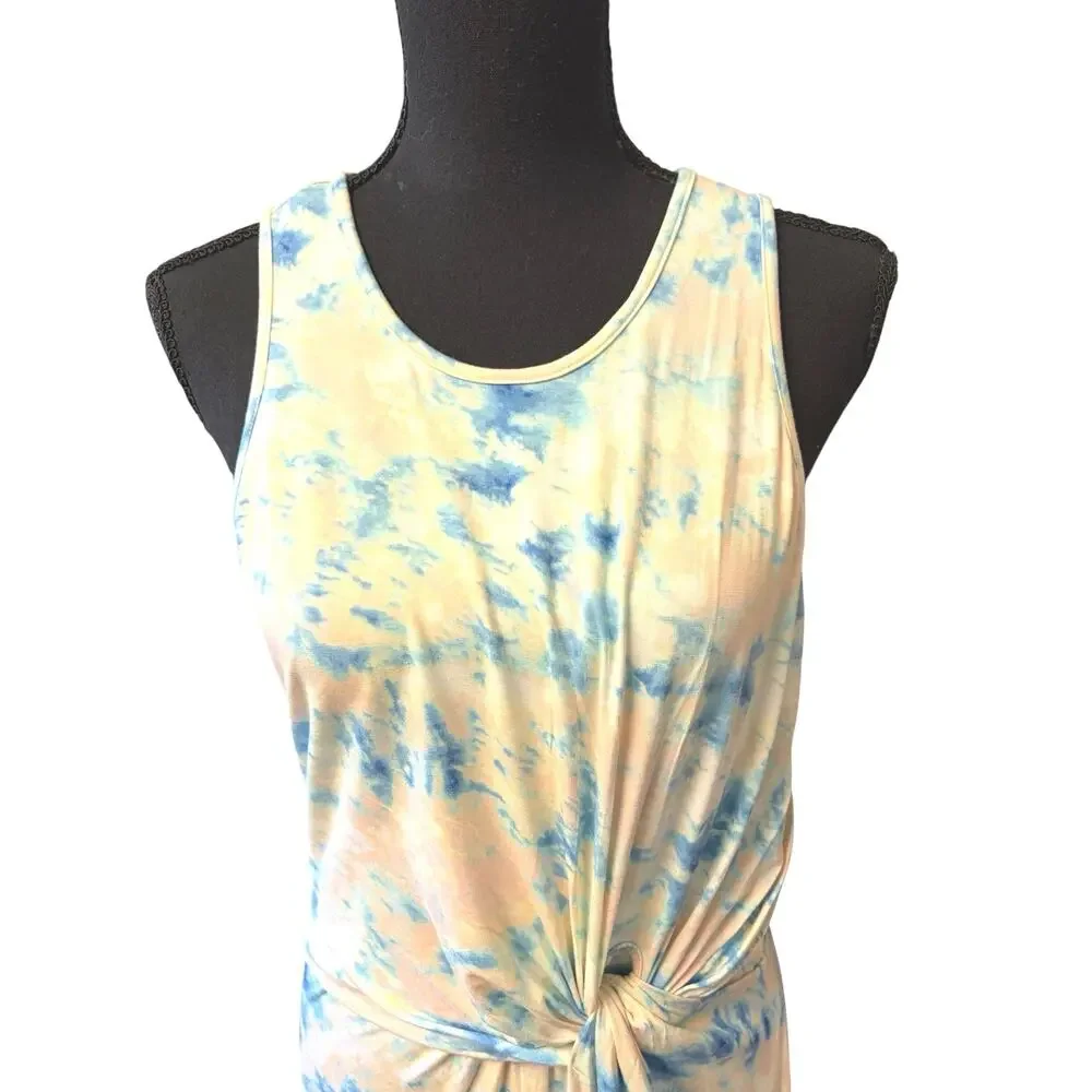 TART Collections Tie Dye Maxi Dress Size M Sleeveless Knot Waist Rayon - Picture 3 of 7
